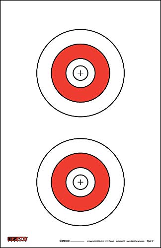 25 EZ2C Targets Style 2: Double Bullseye Paper Shooting Range Targets Pad of 25 USA MADE 11”x17”