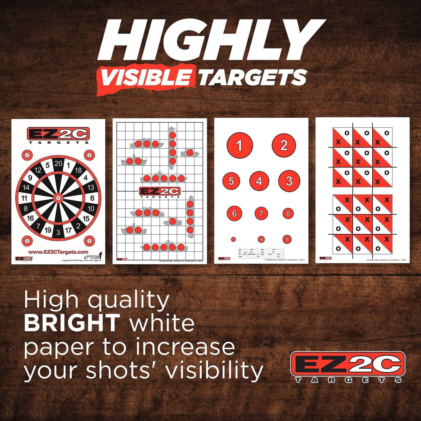 40 EZ2C Targets Four Fun Game Styles Paper Targets Pack of 40 USA MADE 11"x17"