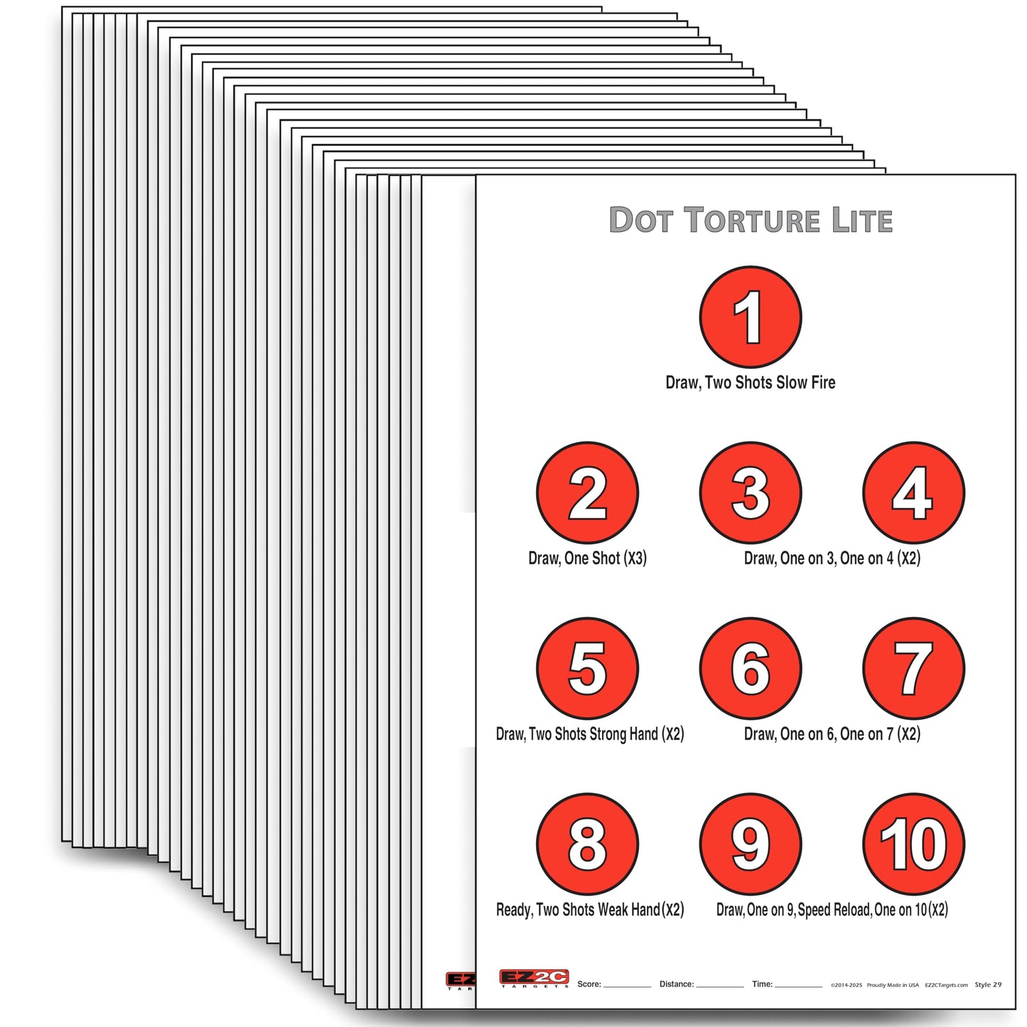 LITE EZ2C Targets Style 29: Dot Torture Lite 11"x17" Paper Targets for Shooting USA MADE