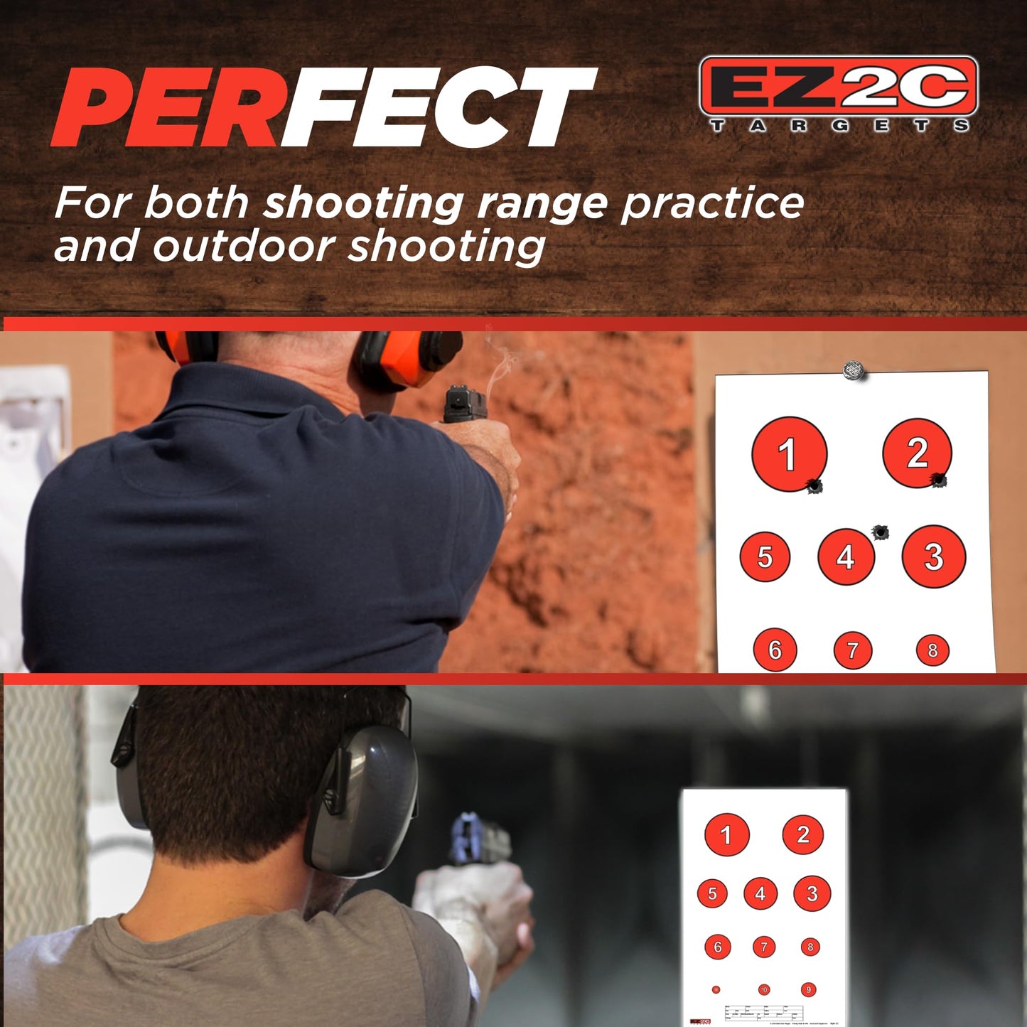 EZ2C Four Fun Game Style Paper Targets for Gun Shooting Range, Compatible with Handgun, Rifle and Pistol, Made in USA (11x17 inch)