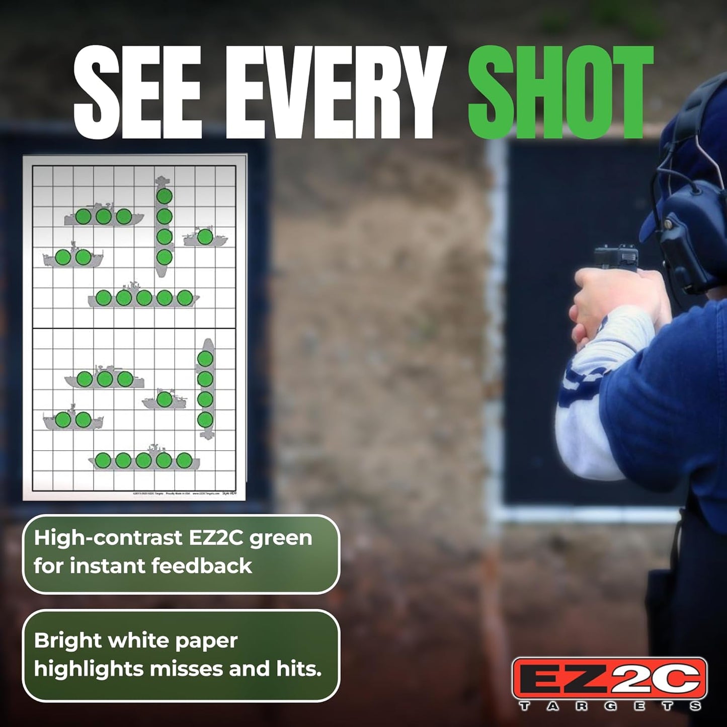 EZ2C Targets Style RD9: Sink The Boats 11"x17" USA MADE Gun Range Fun Game
