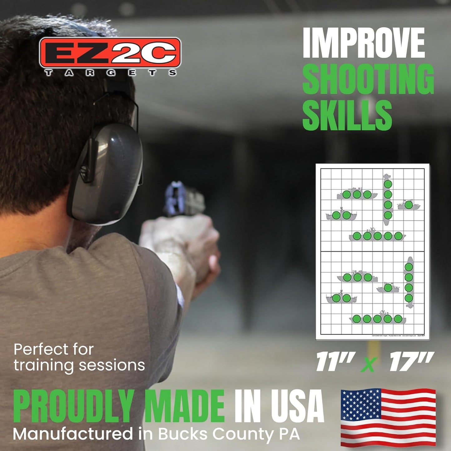 EZ2C Targets Style RD9: Sink The Boats 11"x17" USA MADE Gun Range Fun Game
