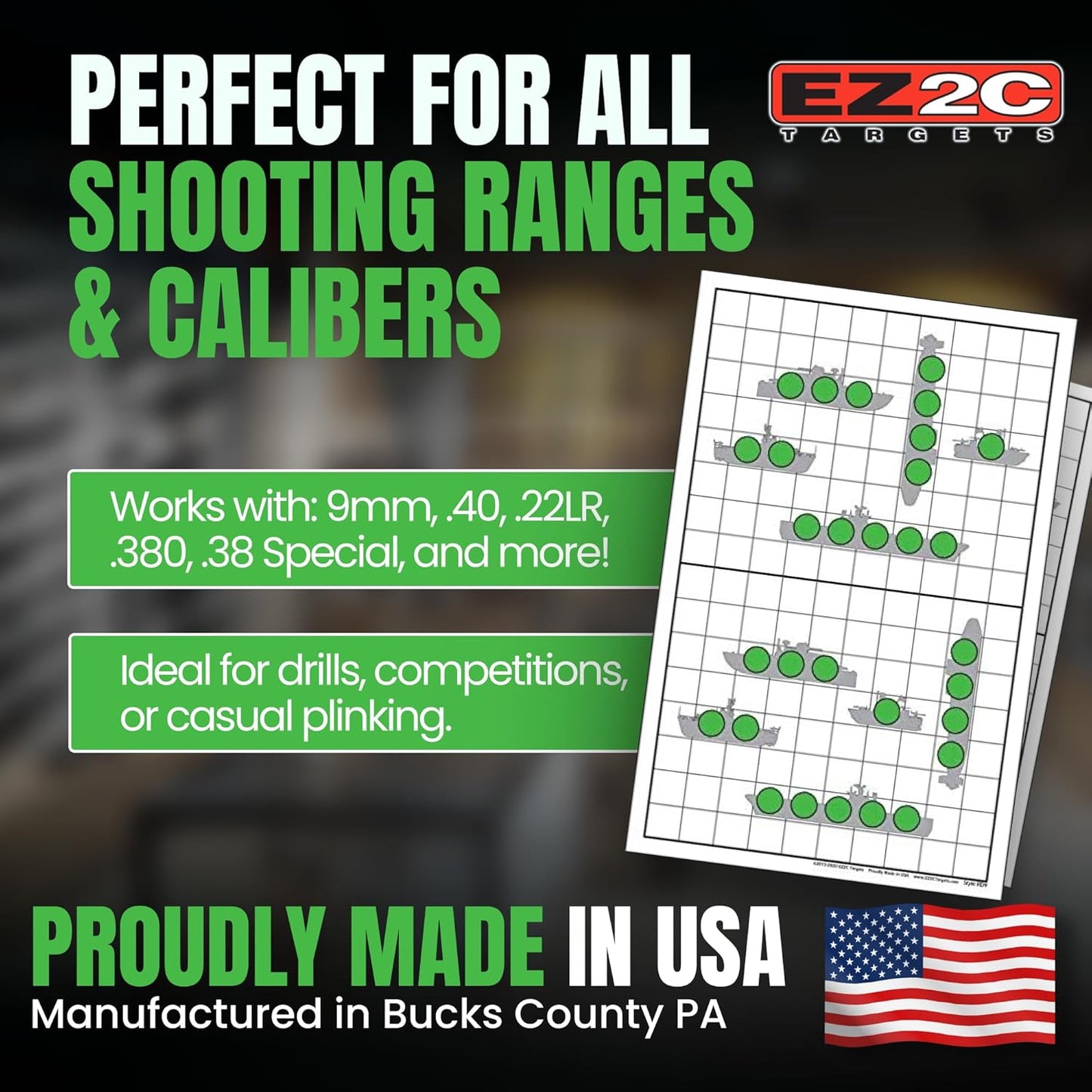 EZ2C Targets Style RD9: Sink The Boats 11"x17" USA MADE Gun Range Fun Game