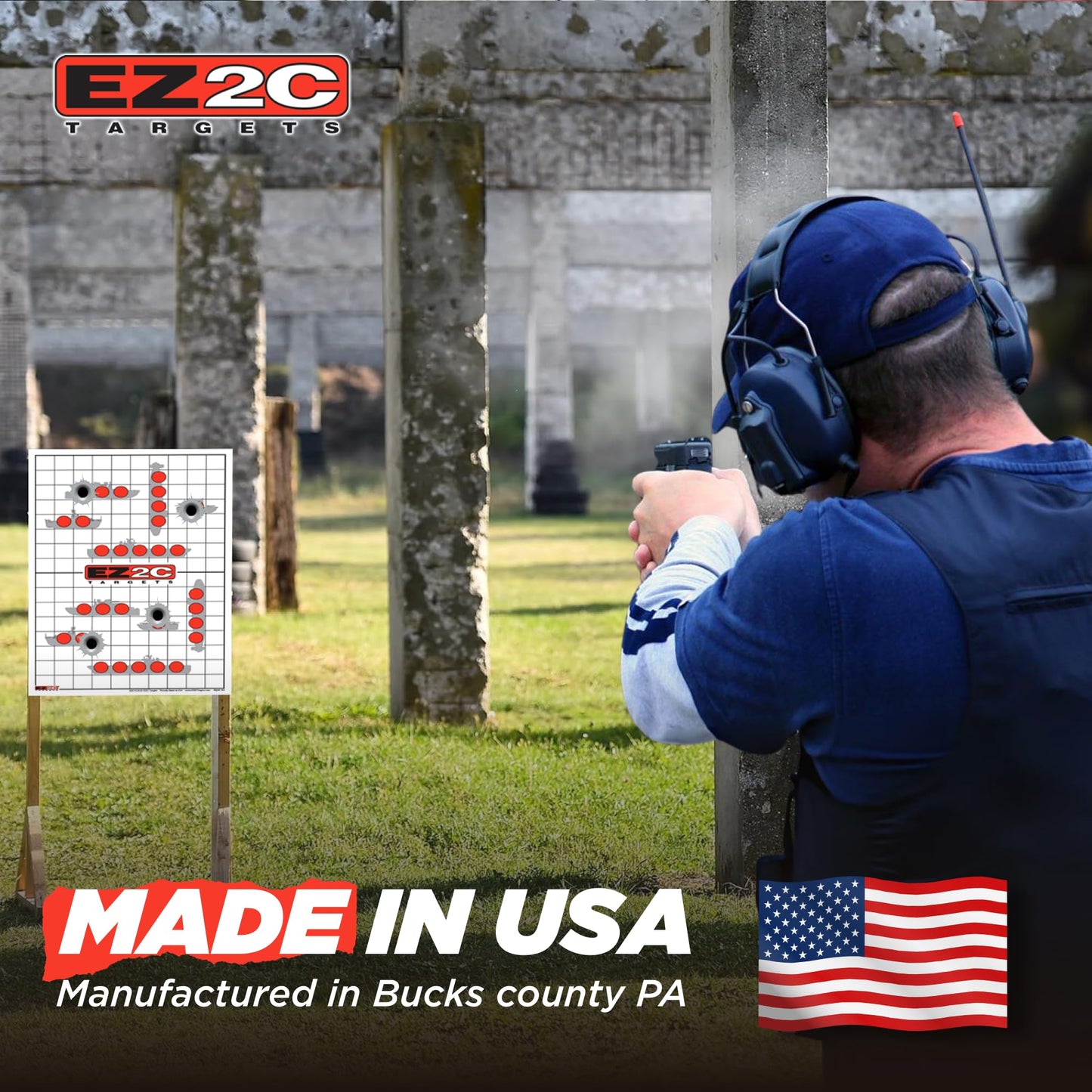 EZ2C Four Fun Game Style Paper Targets for Gun Shooting Range, Compatible with Handgun, Rifle and Pistol, Made in USA (11x17 inch)