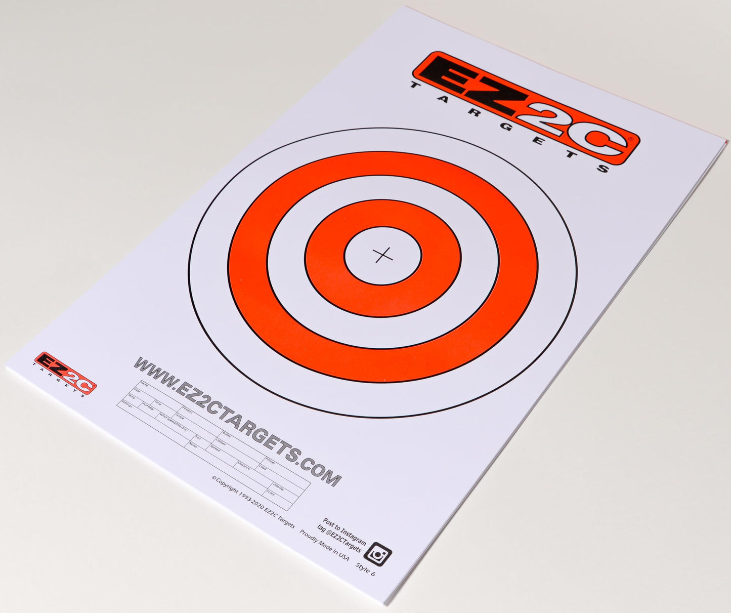 25 EZ2C Targets Style 6: 10" Bullseye Paper Target USA MADE 11"x17" Pad of 25