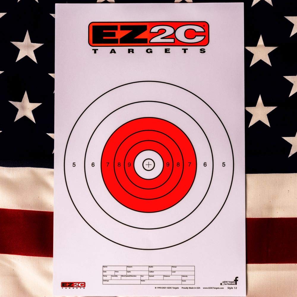 25 EZ2C Targets Style 12: Paper Targets for Shooting Range B16 USA MADE 11"x17" Pad of 25