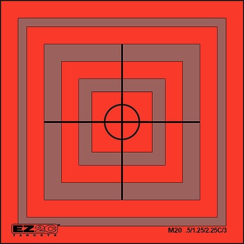 25 EZ2C Mini Shooting Targets, 20 Styles to Choose. Bright Fluorescent Self-Adhesive 3.5"x3.5" (Pad of 25)