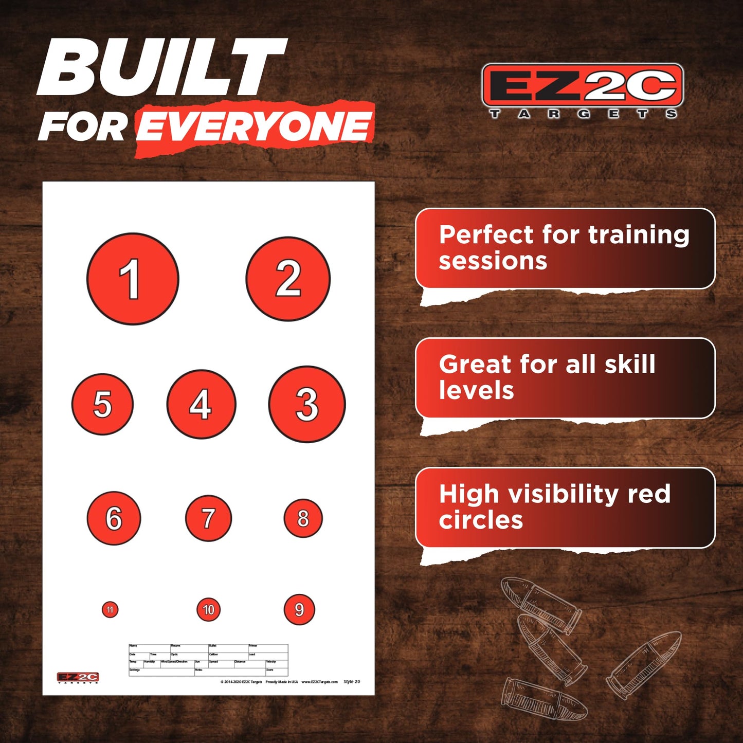 40 EZ2C Targets Four Fun Game Styles Paper Targets Pack of 40 USA MADE 11"x17"