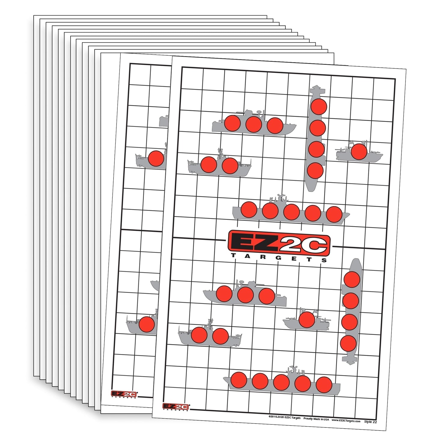 EZ2C Four Fun Game Style Paper Targets for Gun Shooting Range, Compatible with Handgun, Rifle and Pistol, Made in USA (11x17 inch)