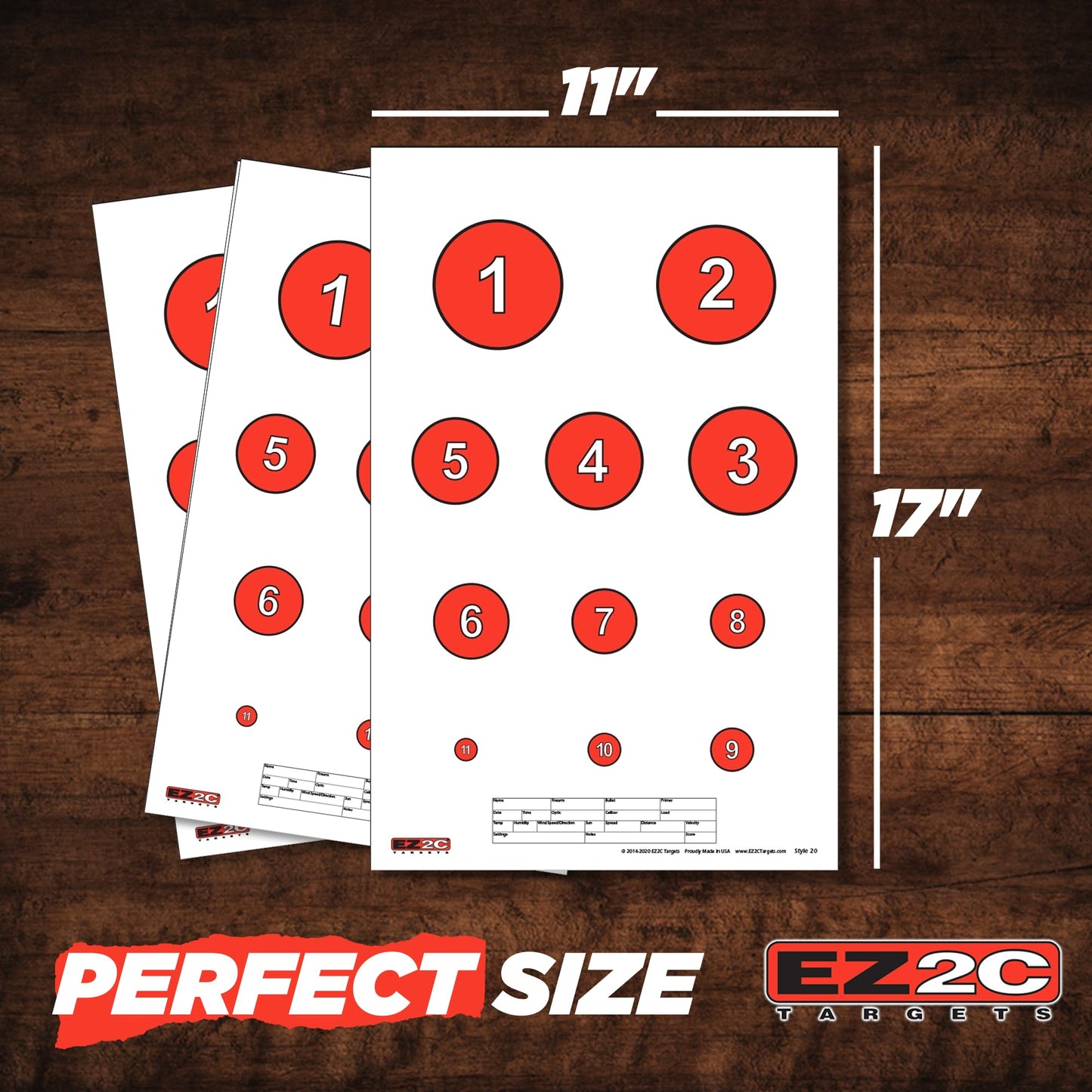 40 EZ2C Targets Four Fun Game Styles Paper Targets Pack of 40 USA MADE 11"x17"