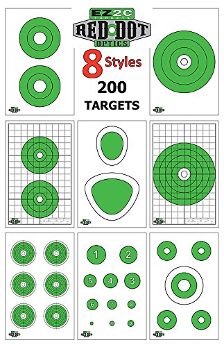 200 EZ2C Paper Shooting Targets 8 Red Dot Optics Styles Combo Pack 11”x17” USA MADE