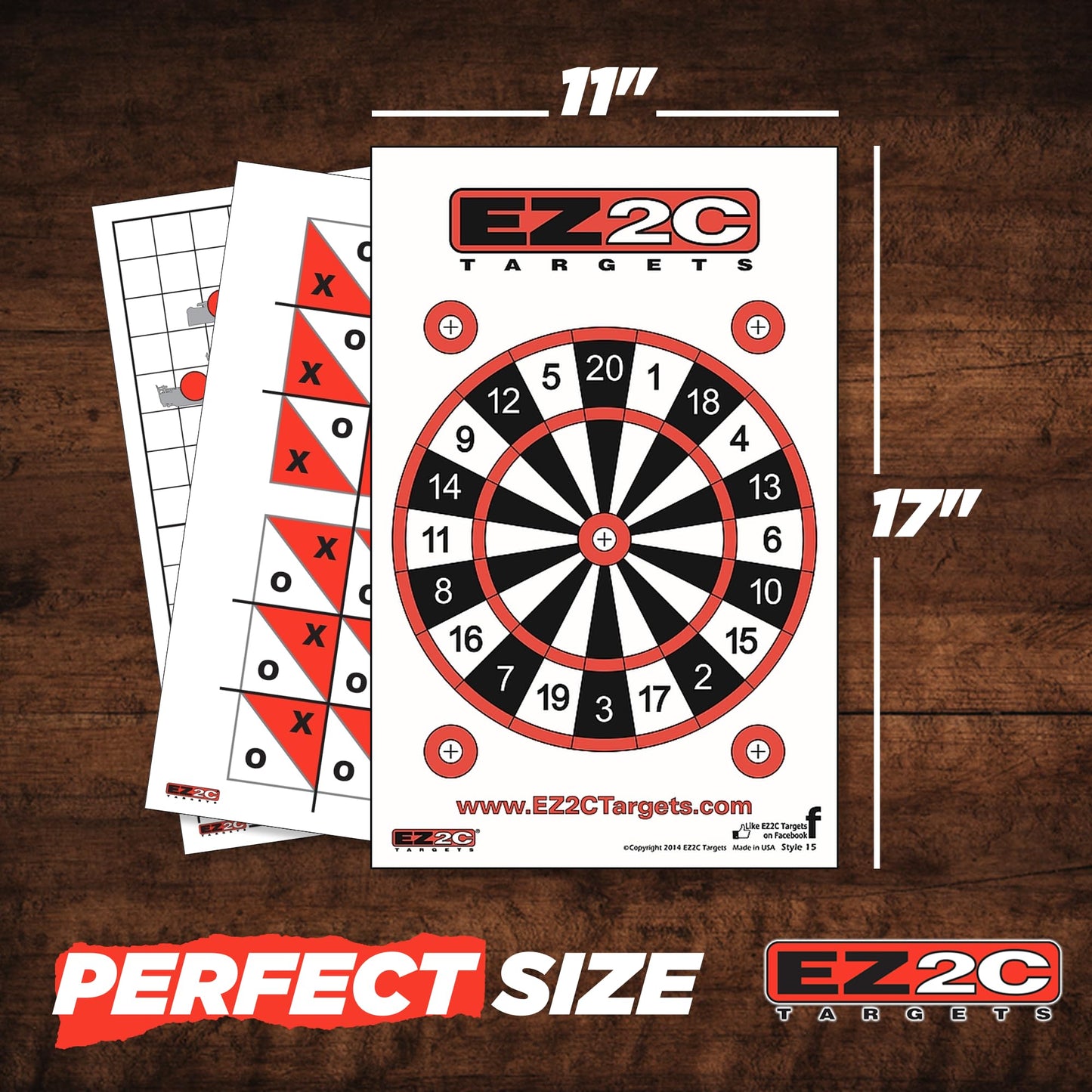 120 EZ2C Targets Package: 5 Game Style Paper Targets Bundle Pack for Shooting Fun 11"x17" USA Made