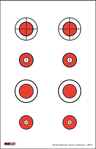 25 EZ2C Targets Style 19: Eight 1.5" Bullseyes Paper Target (Pad of 25) USA Made 11”x17”