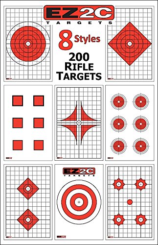 200 EZ2C Targets 8 Rifle Styles Package. Paper Shooting Targets for Range 11”x17” USA MADE