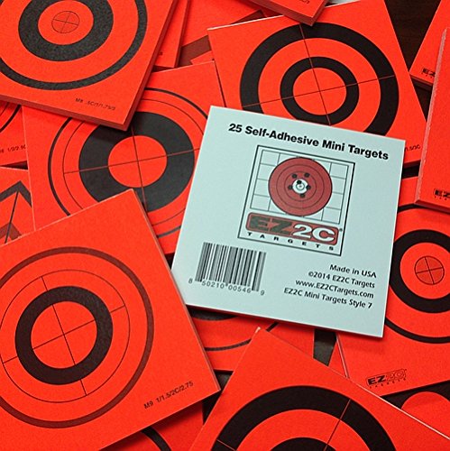25 EZ2C Mini Shooting Targets, 20 Styles to Choose. Bright Fluorescent Self-Adhesive 3.5"x3.5" (Pad of 25)
