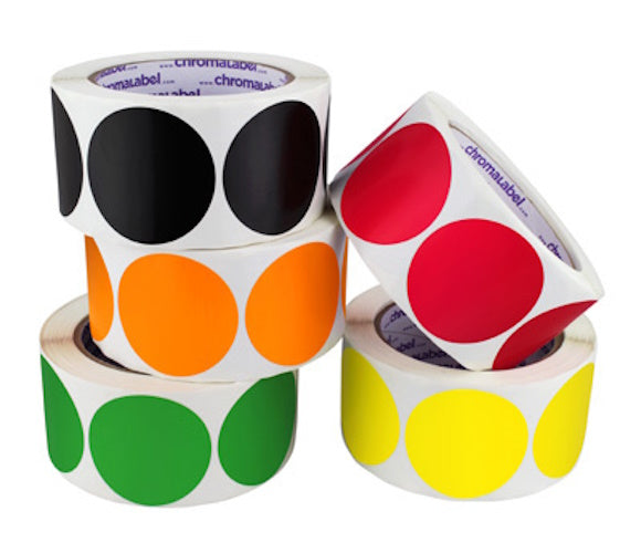 2" Permanent Color-Code Round Dot Inventory Labels: 500/Roll