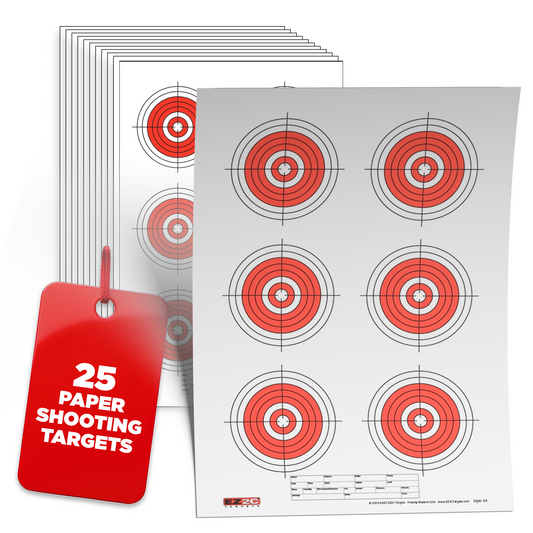 EZ2C Style 24: RifleTargets, Shooting Paper Targets, Six Bullseye USA MADE 11"x17"