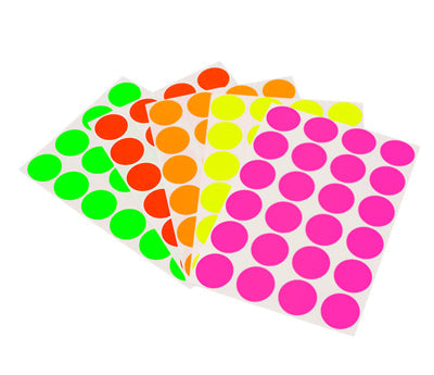 3/4" Permanent Round Color-Code Sheeted Dot Pack (Fluorescent): 1,200/Pack