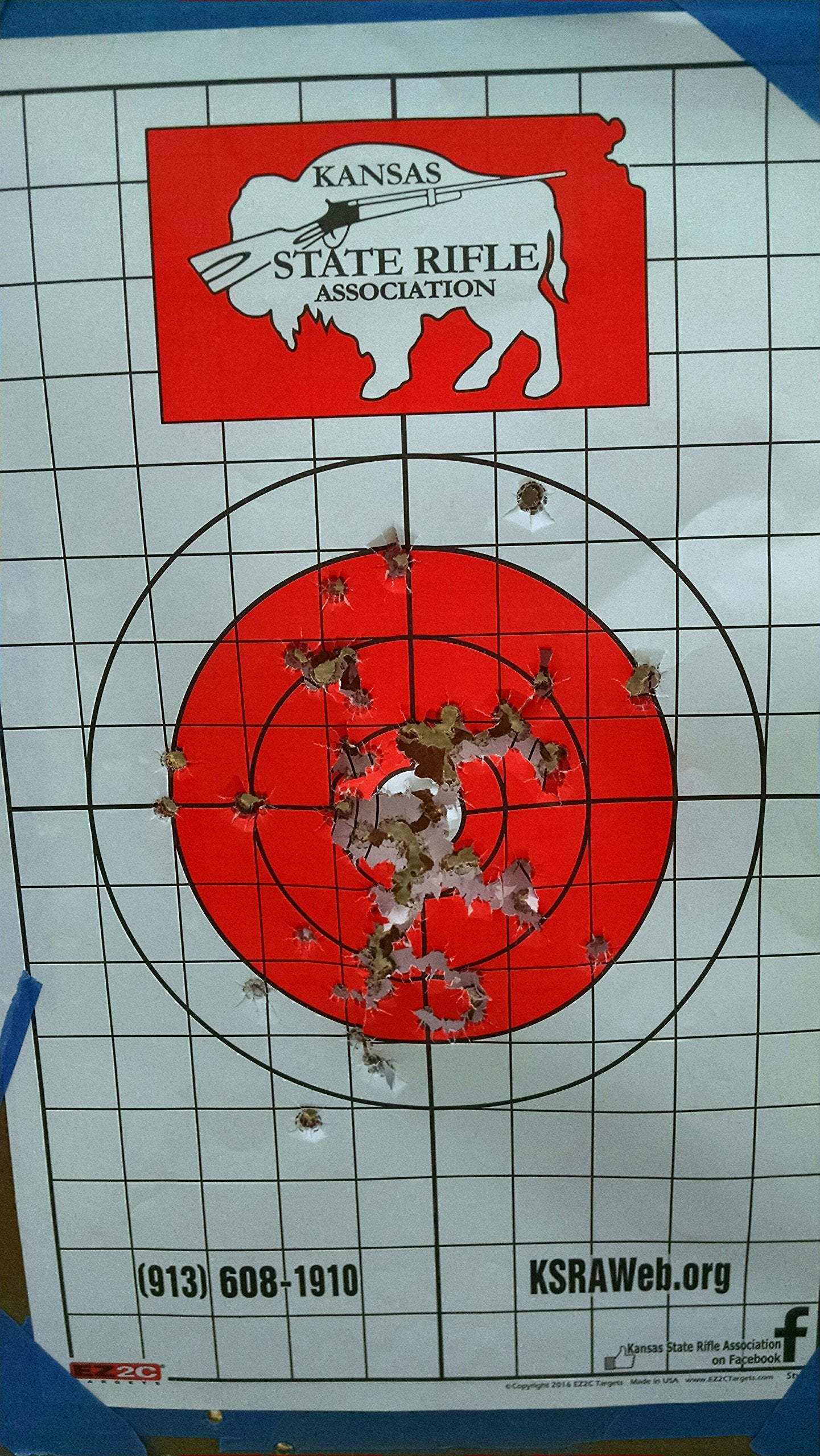EZ2C Targets Style 5: Bullseye Pistol and Rifle w 1" Grids for Sight in USA MADE 11”x17”
