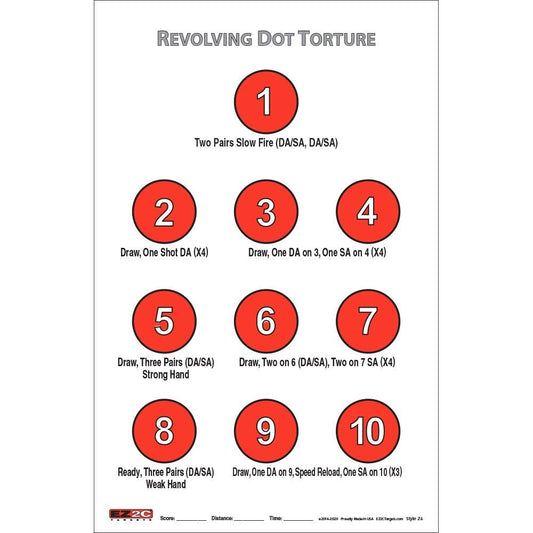 EZ2C Targets Style 26: Revolving Dot Torture Drill 11"x17" Paper Targets for Shooting USA MADE Range Target