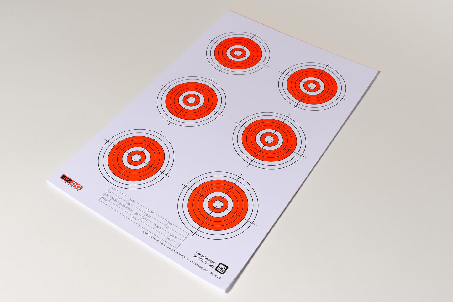 EZ2C Style 24: RifleTargets, Shooting Paper Targets, Six Bullseye USA MADE 11"x17"