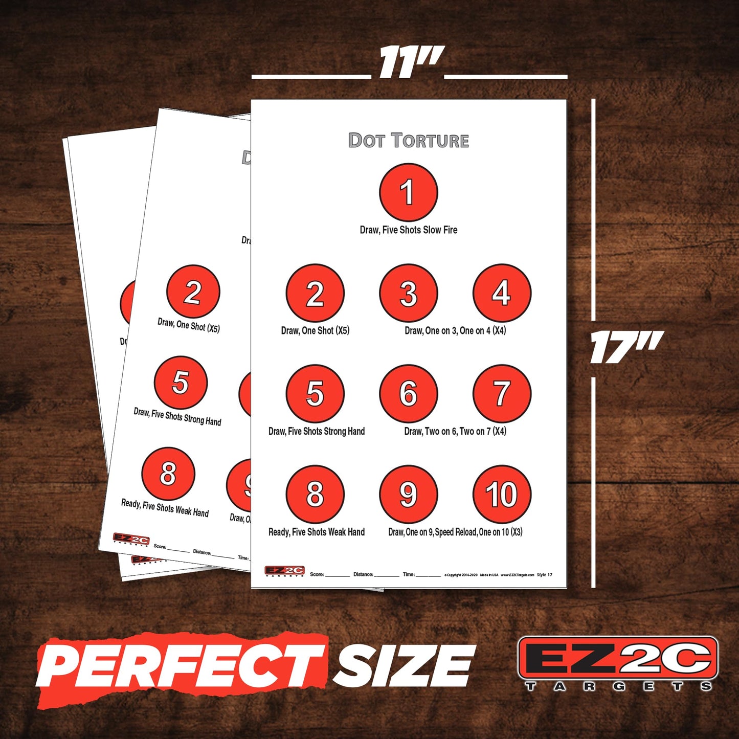 EZ2C Targets Style 17: Dot Torture Drill Target 11"x17" Paper Targets for Shooting USA MADE