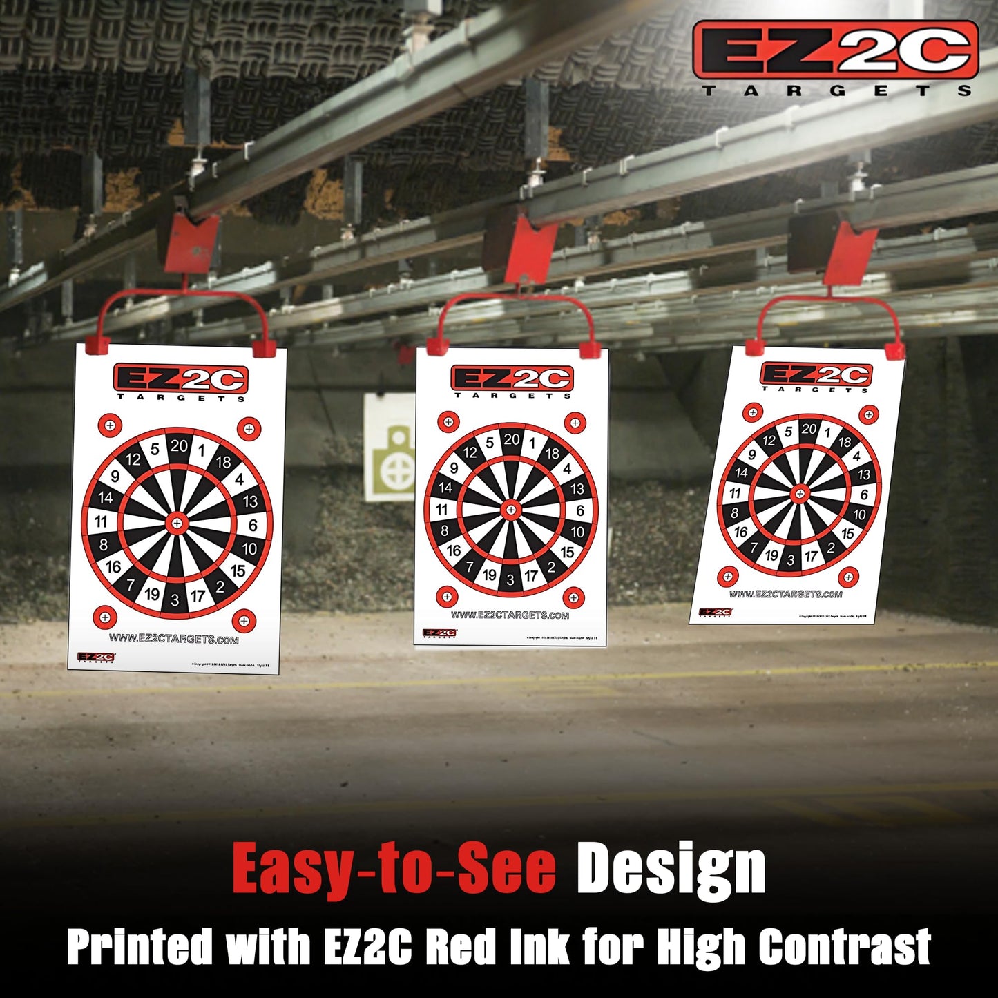EZ2C Four Fun Game Style Paper Targets for Gun Shooting Range, Compatible with Handgun, Rifle and Pistol, Made in USA (11x17 inch)