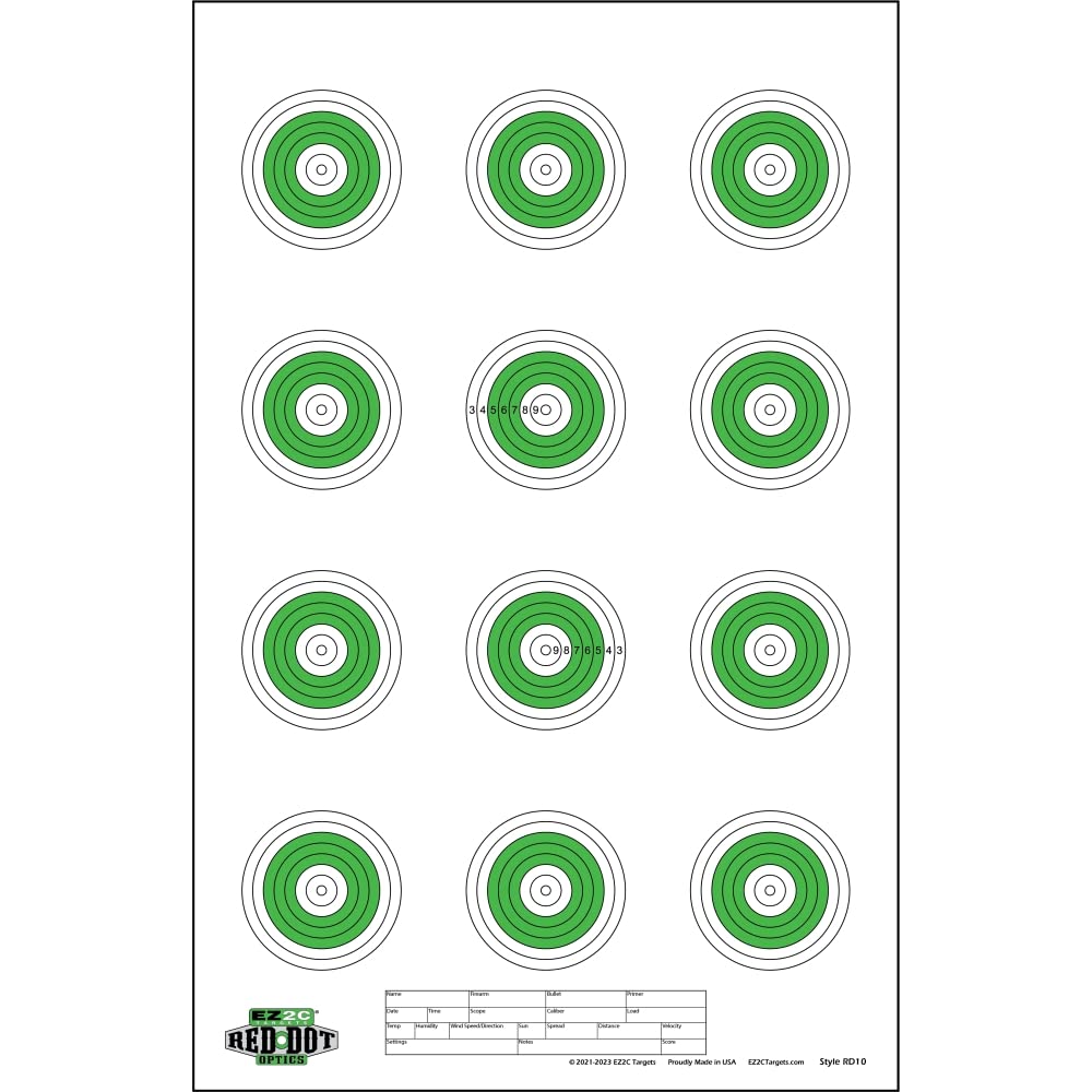 25 EZ2C Targets Style 27/RD10: Small-bore 50ft Paper Shooting Target 11"x17" USA MADE Pad of 25