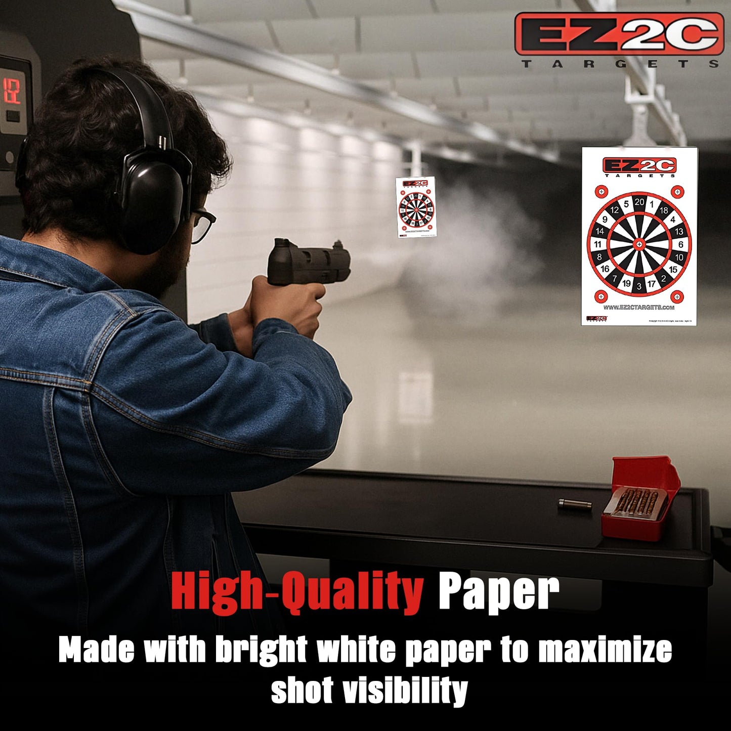 EZ2C Four Fun Game Style Paper Targets for Gun Shooting Range, Compatible with Handgun, Rifle and Pistol, Made in USA (11x17 inch)