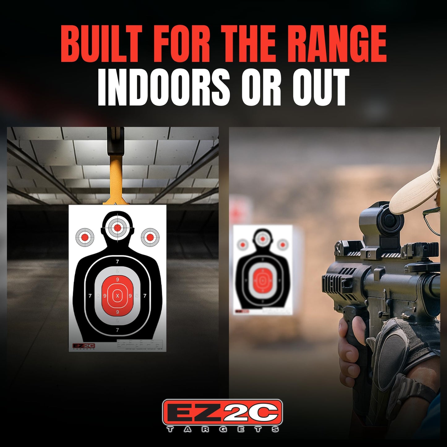 EZ2C 12"x18" Red Silhouette Shooting Target, Premium Paper Targets for gun range, Gun Gifts Made in USA