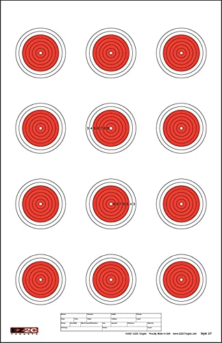 25 EZ2C Targets Style 27/RD10: Small-bore 50ft Paper Shooting Target 11"x17" USA MADE Pad of 25