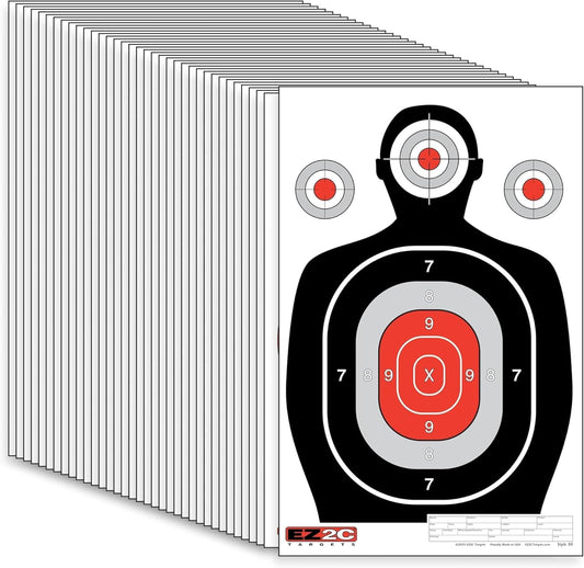 EZ2C 12"x18" Red Silhouette Shooting Target, Premium Paper Targets for gun range, Gun Gifts Made in USA