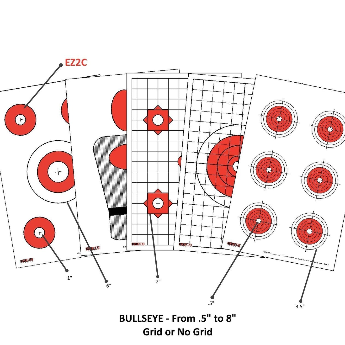 125 EZ2C Targets Tactical Favorites 5 Styles Paper Targets Bundle 11"x17" USA Made