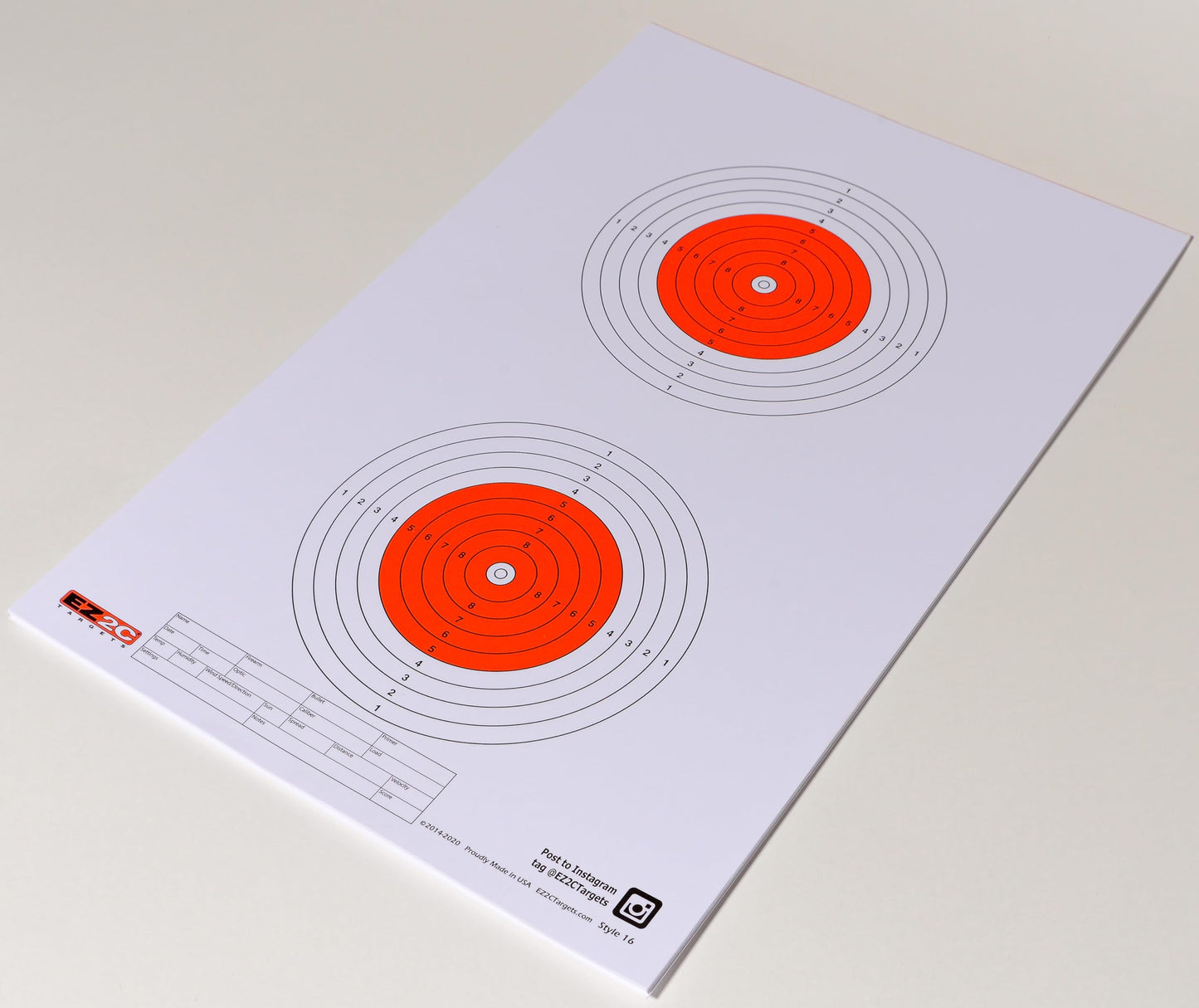 25 EZ2C Targets Style 16: 50-Meter Air Gun Shooting Paper Target 11"x17" (25 Count) USA MADE