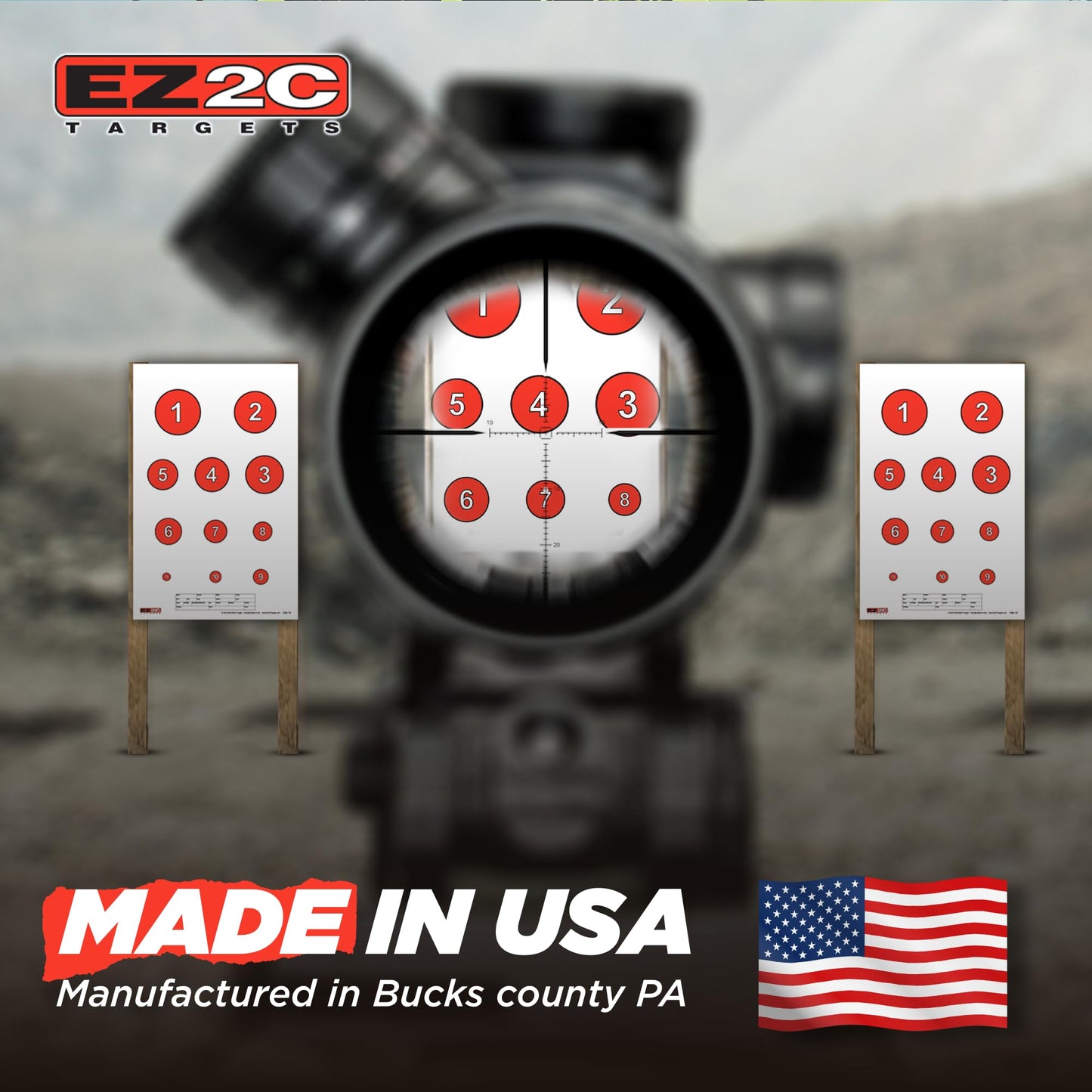 EZ2C Four Fun Game Style Paper Targets for Gun Shooting Range, Compatible with Handgun, Rifle and Pistol, Made in USA (11x17 inch)