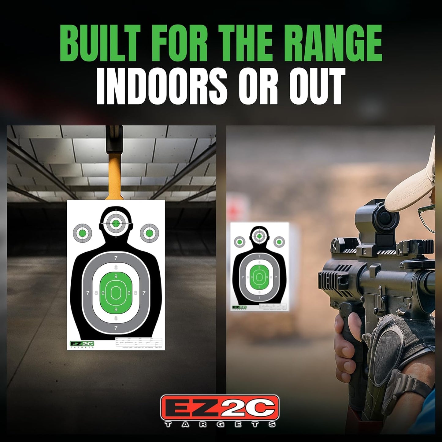 EZ2C 12"x18" Green Silhouette Shooting Target, Premium Paper Targets for gun range Gun Gifts Made in USA