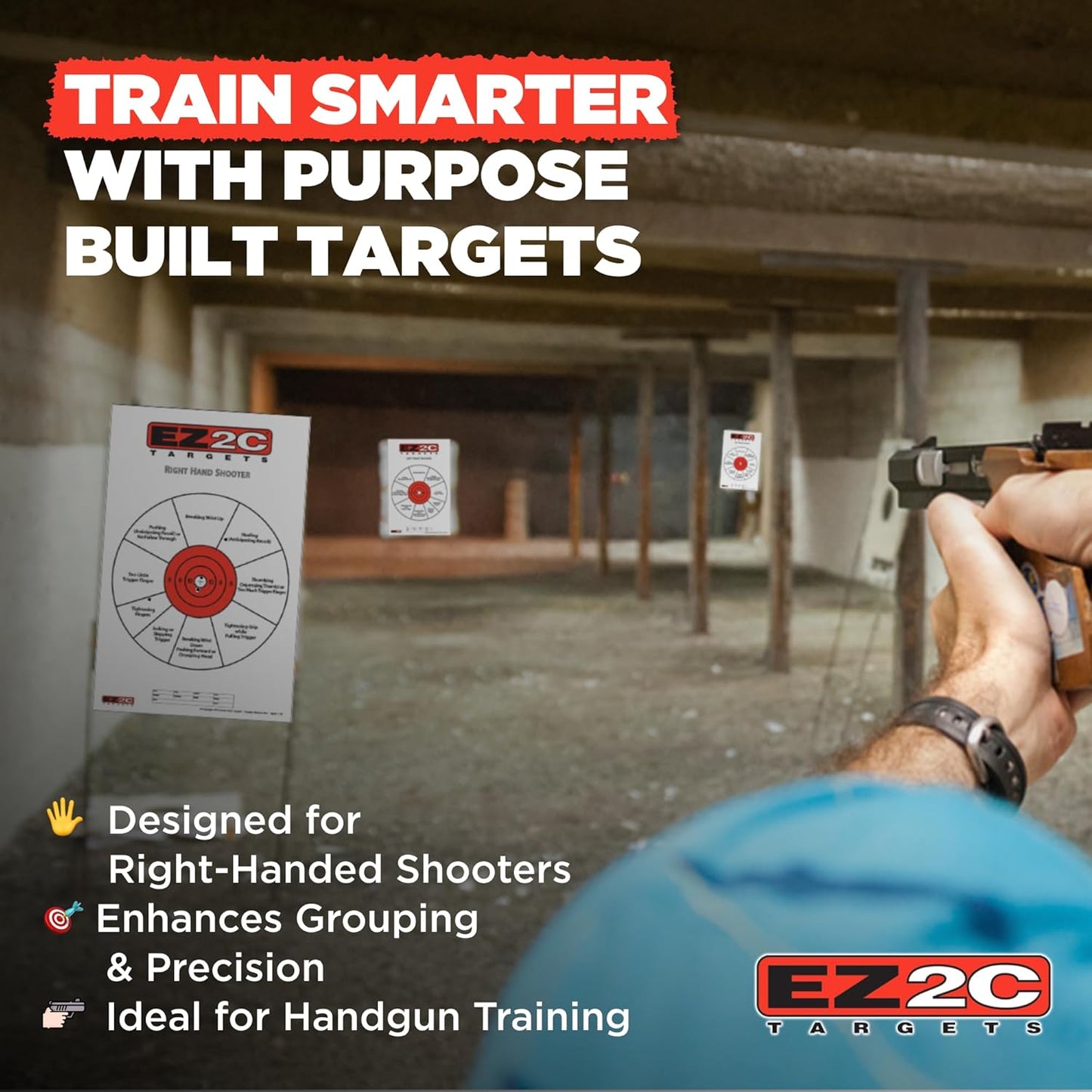 25 EZ2C Right Hand/Left Hand Shooter Diagnostic Training Paper Target Pad of 25 11”x17” USA MADE