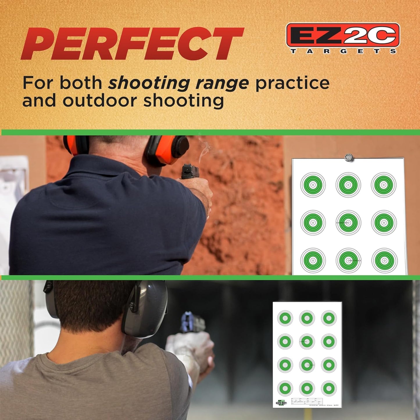 25 EZ2C Targets Style 27/RD10: Small-bore 50ft Paper Shooting Target 11"x17" USA MADE Pad of 25