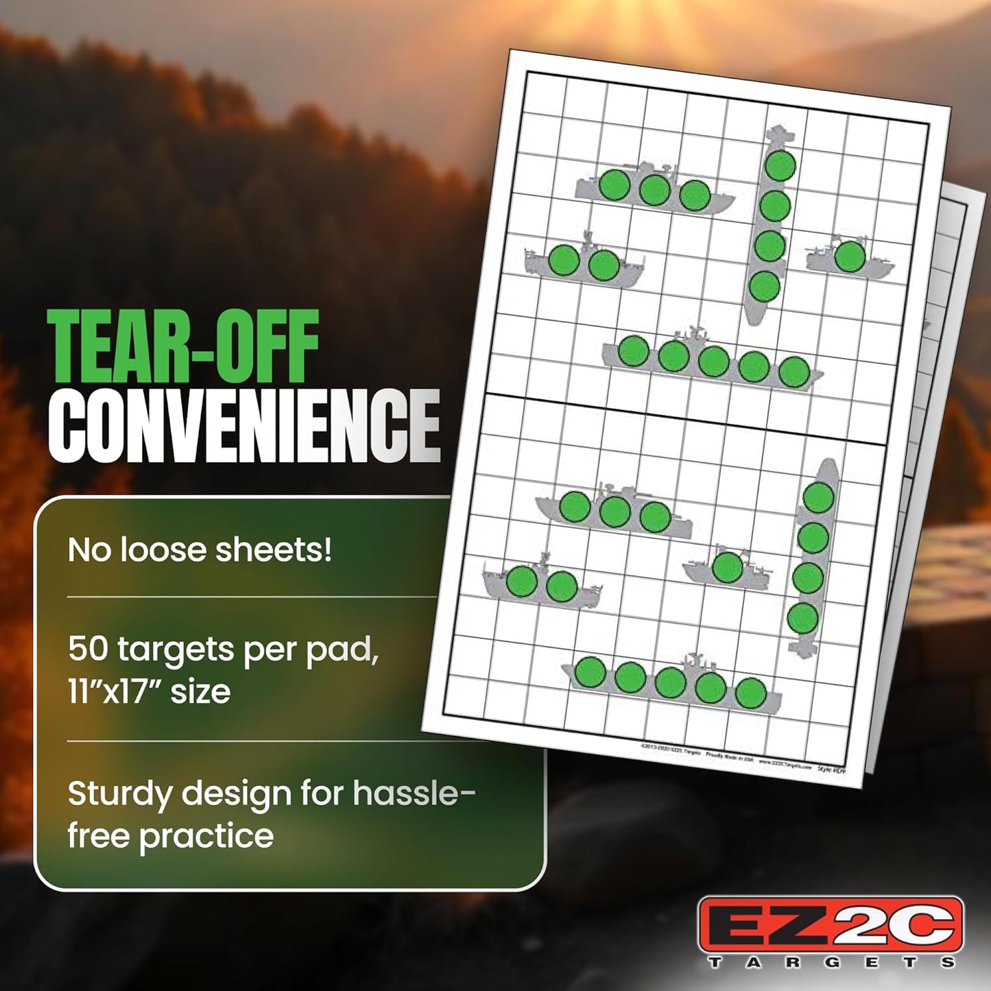 EZ2C Targets Style RD9: Sink The Boats 11"x17" USA MADE Gun Range Fun Game