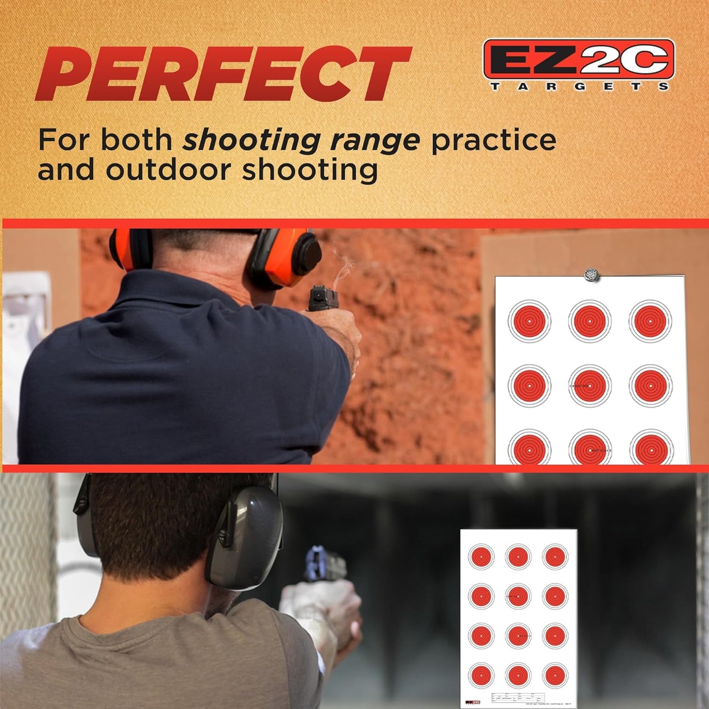 25 EZ2C Targets Style 27/RD10: Small-bore 50ft Paper Shooting Target 11"x17" USA MADE Pad of 25