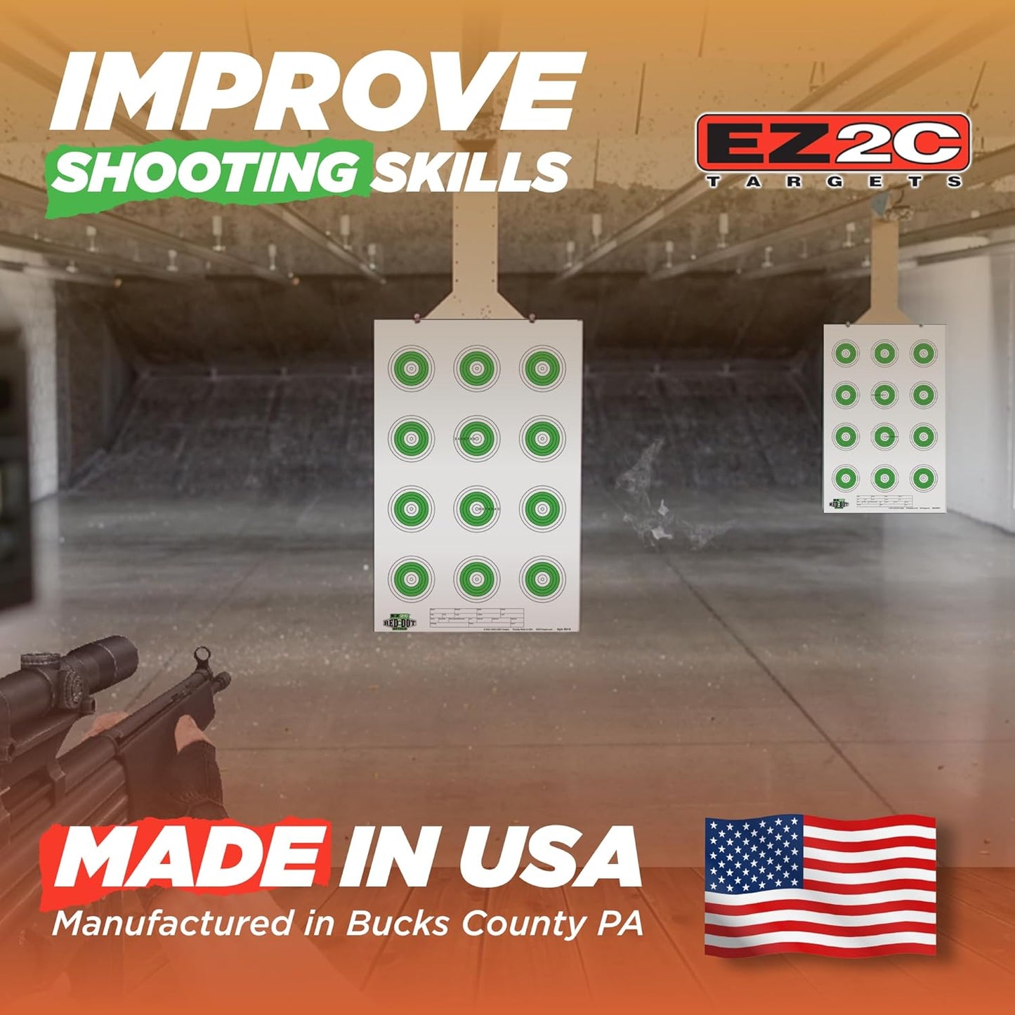 25 EZ2C Targets Style 27/RD10: Small-bore 50ft Paper Shooting Target 11"x17" USA MADE Pad of 25