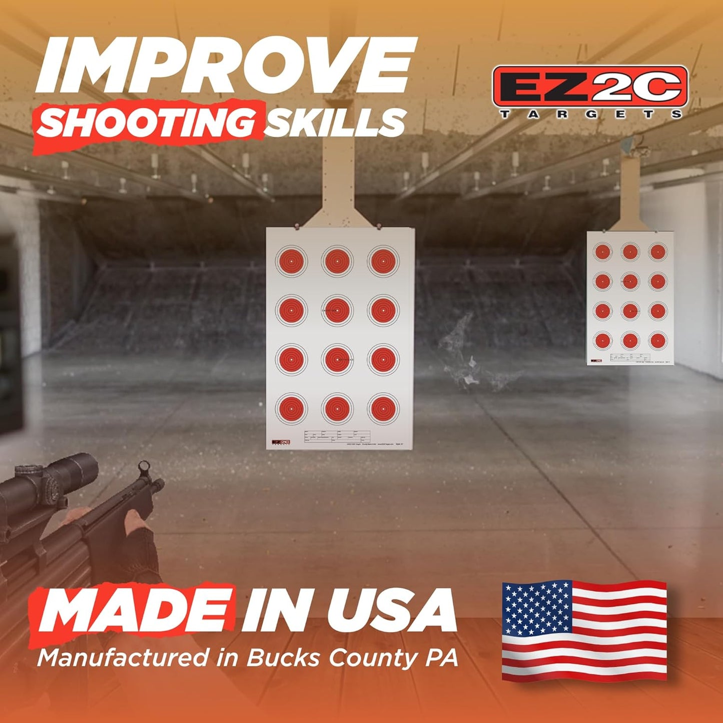 25 EZ2C Targets Style 27/RD10: Small-bore 50ft Paper Shooting Target 11"x17" USA MADE Pad of 25