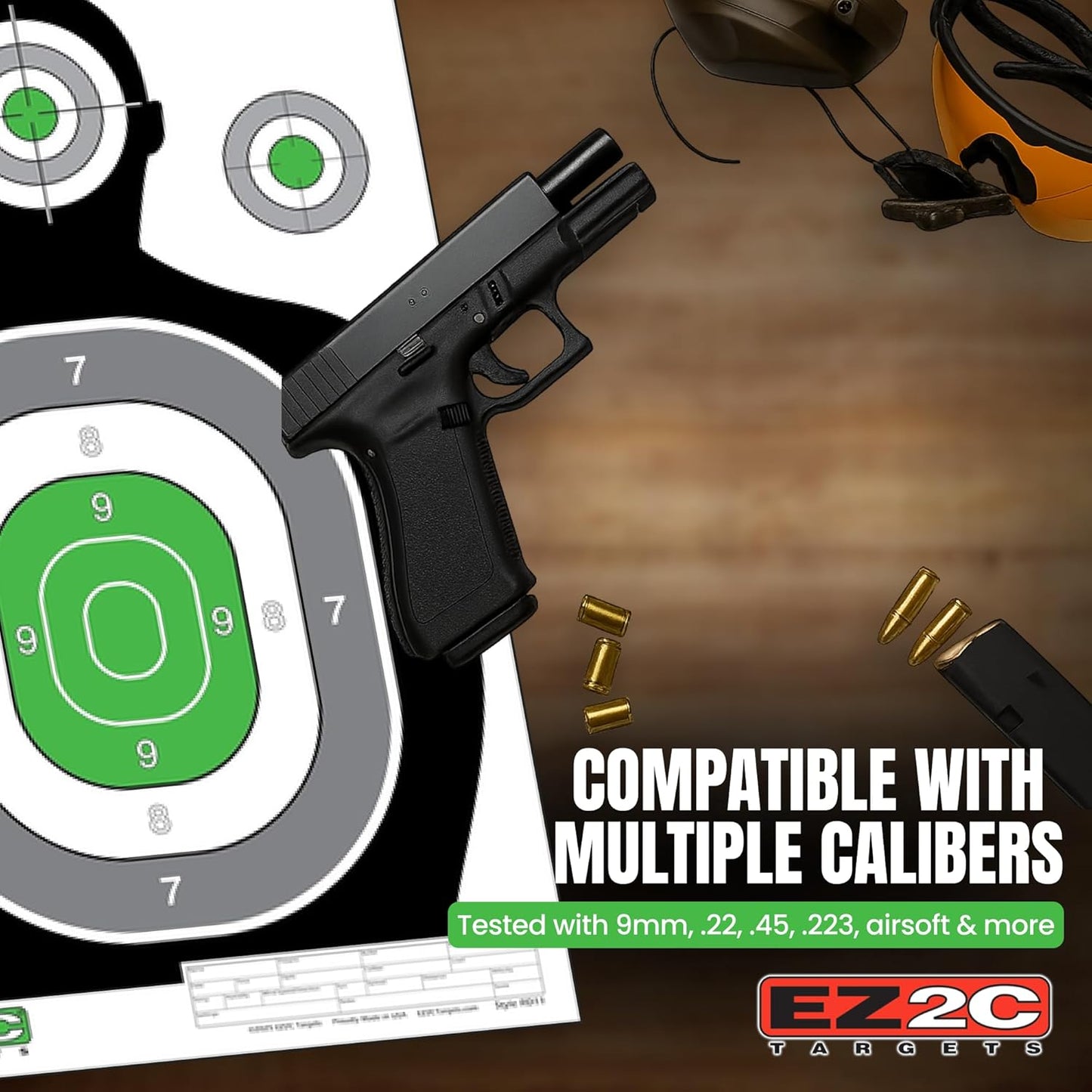 EZ2C 12"x18" Green Silhouette Shooting Target, Premium Paper Targets for gun range Gun Gifts Made in USA
