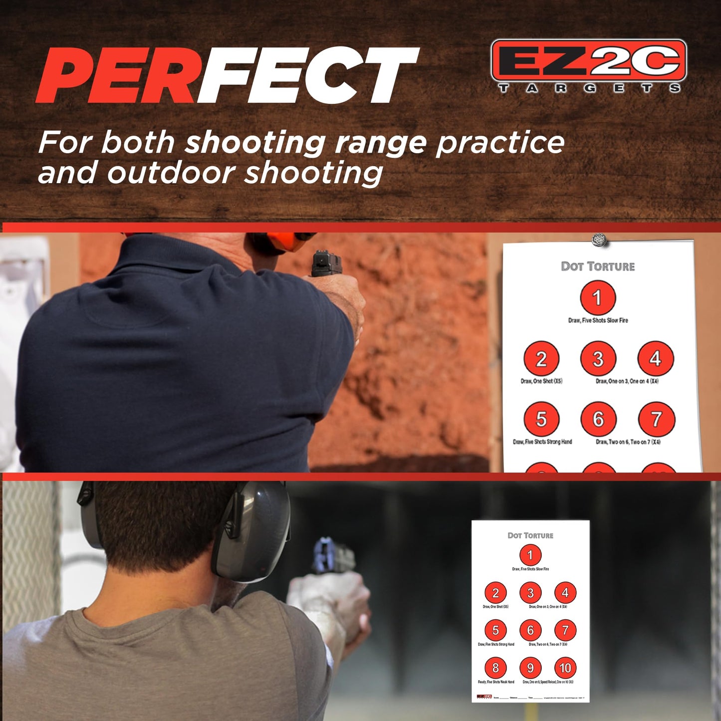 EZ2C Targets Style 17: Dot Torture Drill Target 11"x17" Paper Targets for Shooting USA MADE