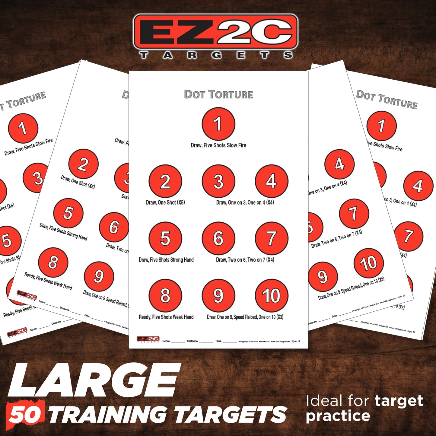 EZ2C Targets Style 17: Dot Torture Drill Target 11"x17" Paper Targets for Shooting USA MADE