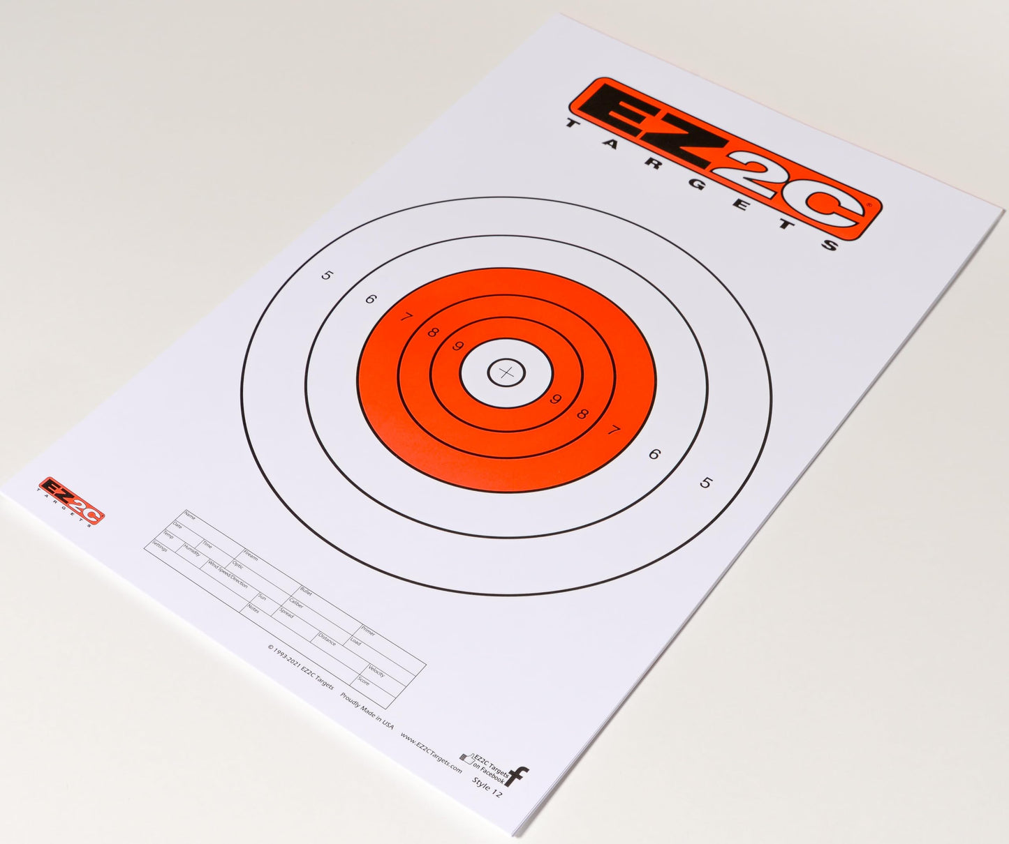 25 EZ2C Targets Style 12: Paper Targets for Shooting Range B16 USA MADE 11"x17" Pad of 25
