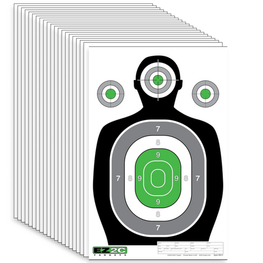 EZ2C 12"x18" Green Silhouette Shooting Target, Premium Paper Targets for gun range Gun Gifts Made in USA