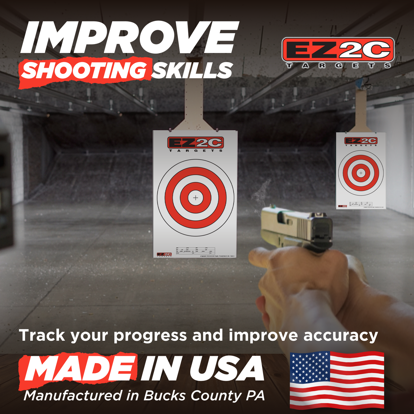 25 EZ2C Targets Style 6: 10" Bullseye Paper Target USA MADE 11"x17" Pad of 25