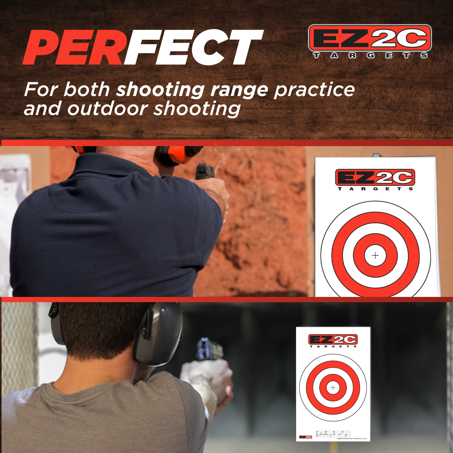 25 EZ2C Targets Style 6: 10" Bullseye Paper Target USA MADE 11"x17" Pad of 25