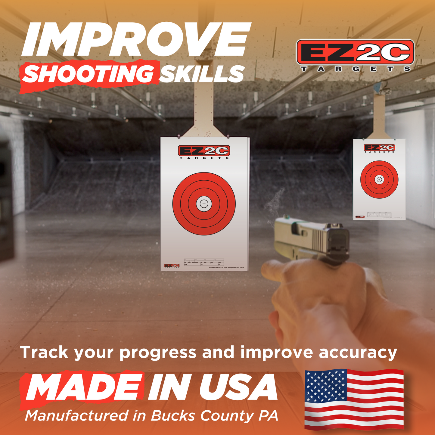 25 EZ2C Targets Style 9: 8" Bullseye Paper Target USA MADE 11"x17" Pad of 25
